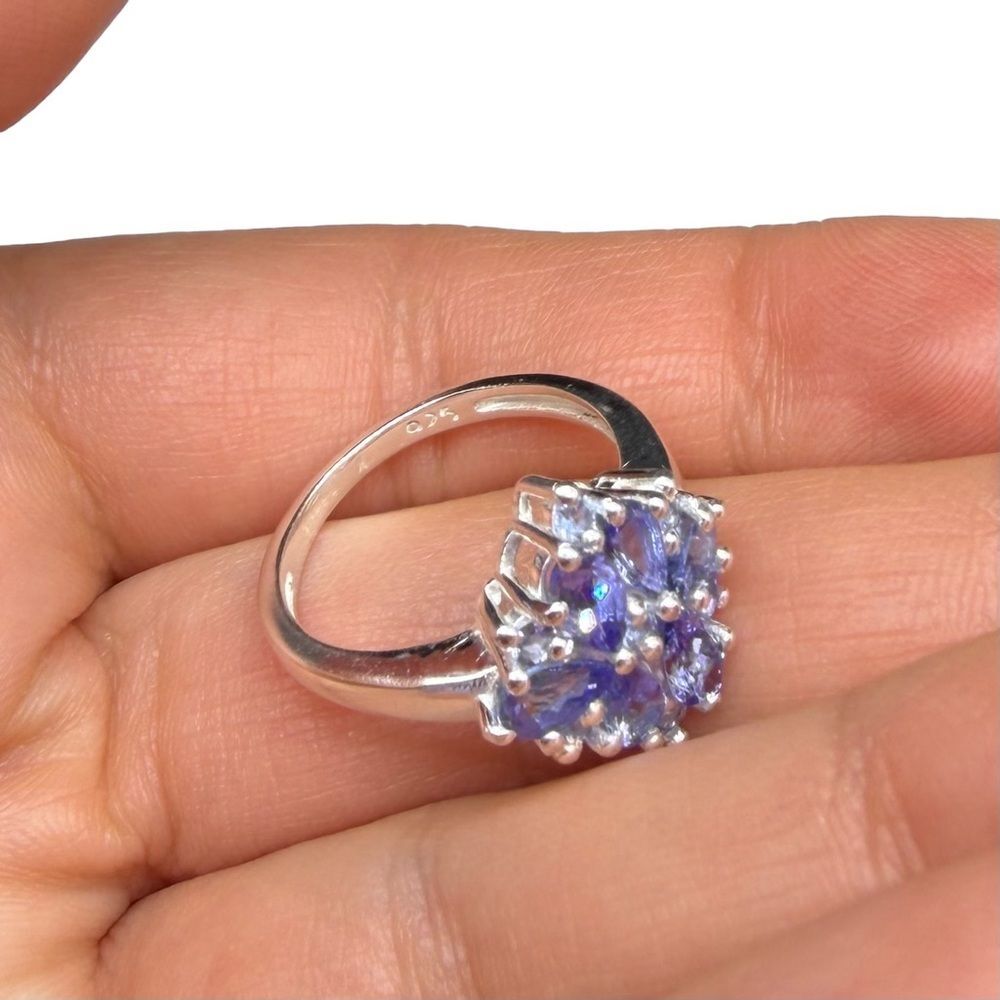 Tanzanite Ring Size 10.5 Solid 925 Sterling Silver Multi Stone - Picture 6 of 7